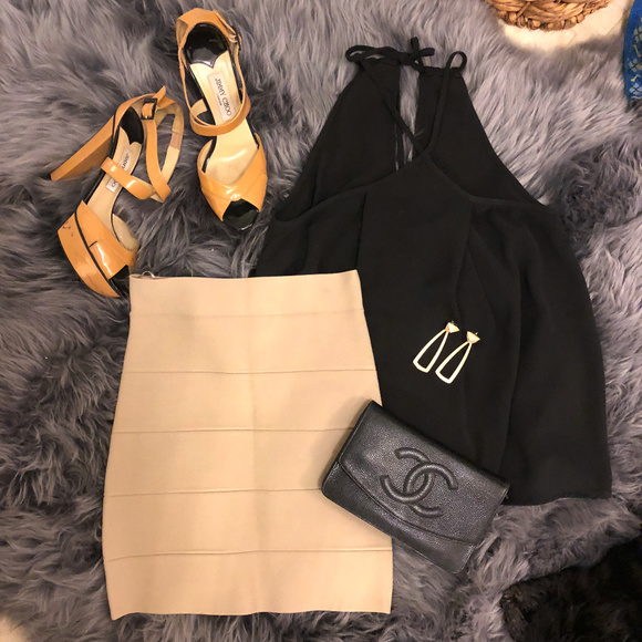 BCBG MaxAzria Taupe Bandage Skirt - Picture 2 of 5